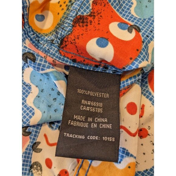 Phat Farm Mens Pac Man Button Down Shirt Size M Blue Short Sleeve Retro Novelty - Picture 4 of 5